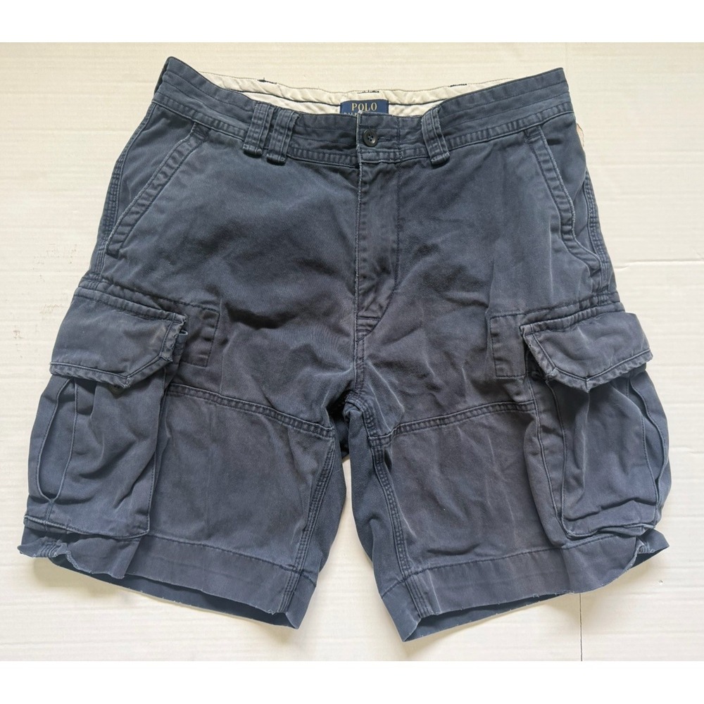 Polo By Ralph Lauren Classic Polo Chino Cargo Shorts Navy Blue Mens Size 34 G6